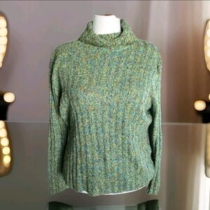 Coldwater Creek Womens Knot Turtle-Neck Sweater XL Green